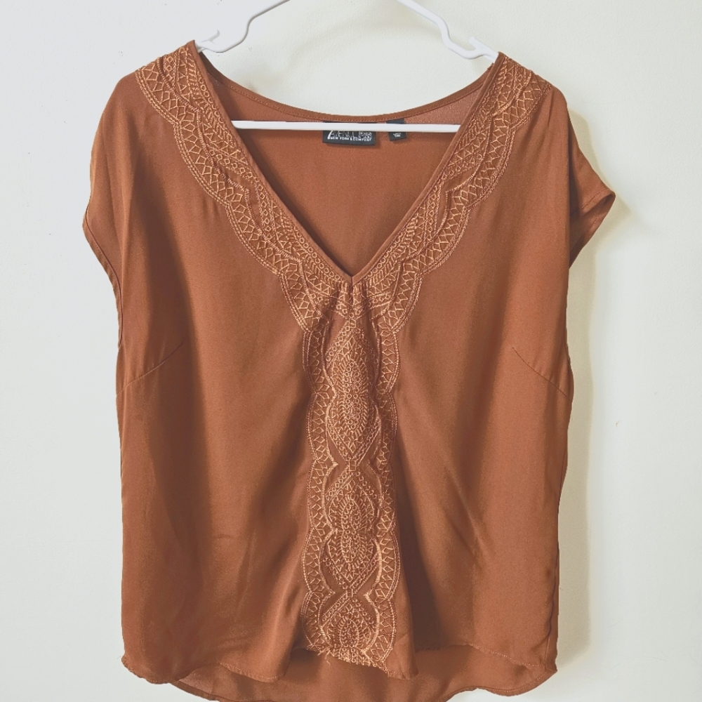 V Neck Embroidered Blouse